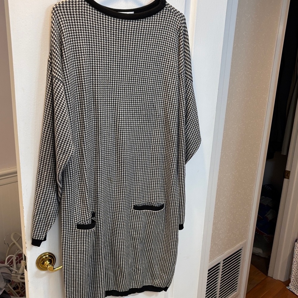 Joan Vass Black and White Houndstooth Dress